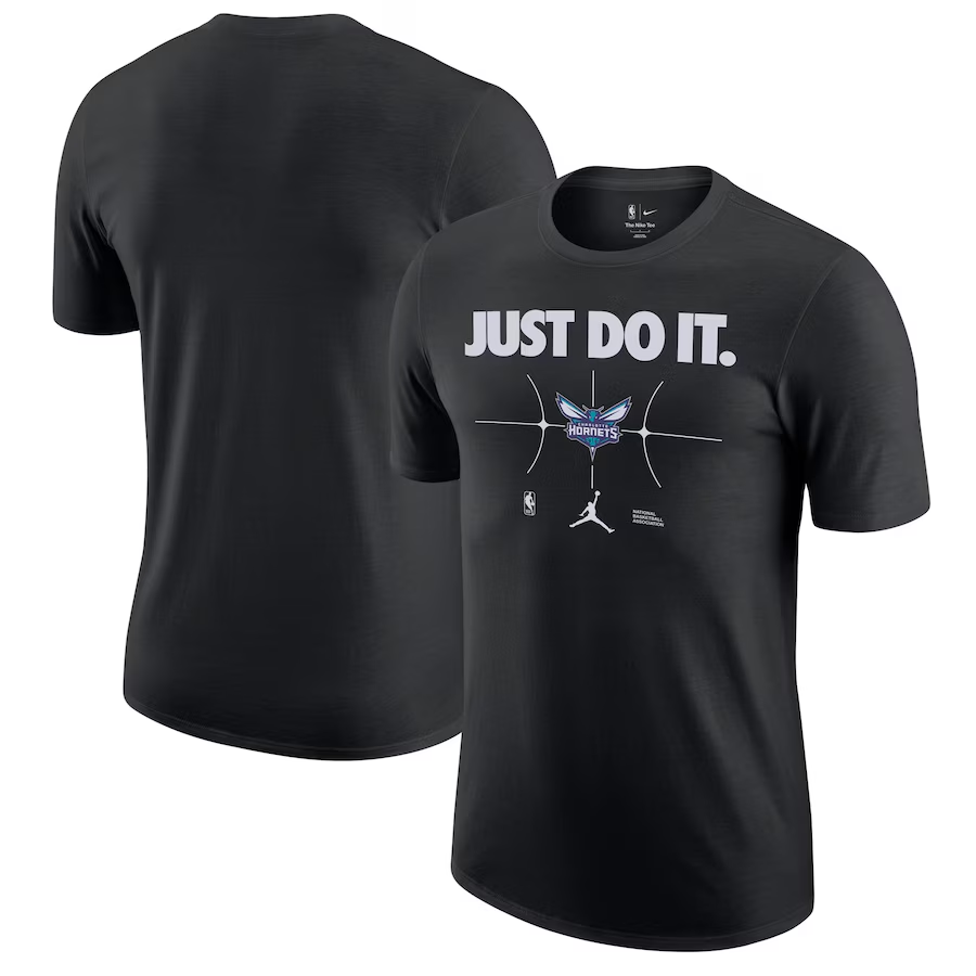 Men 2024 NBA Charlotte Hornets black Tshirts->nba t-shirts->Sports Accessory